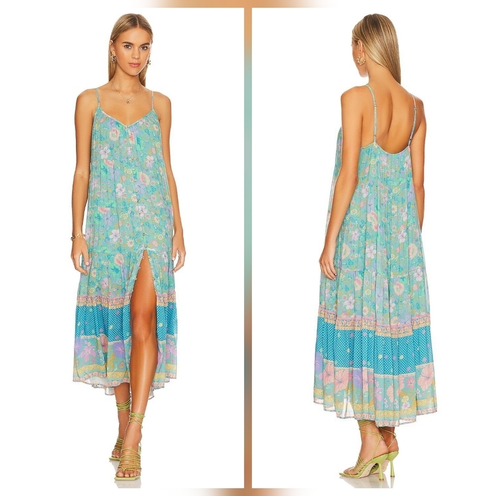 Spell Hibiscus Lane Dress in Lagoon size M NWT